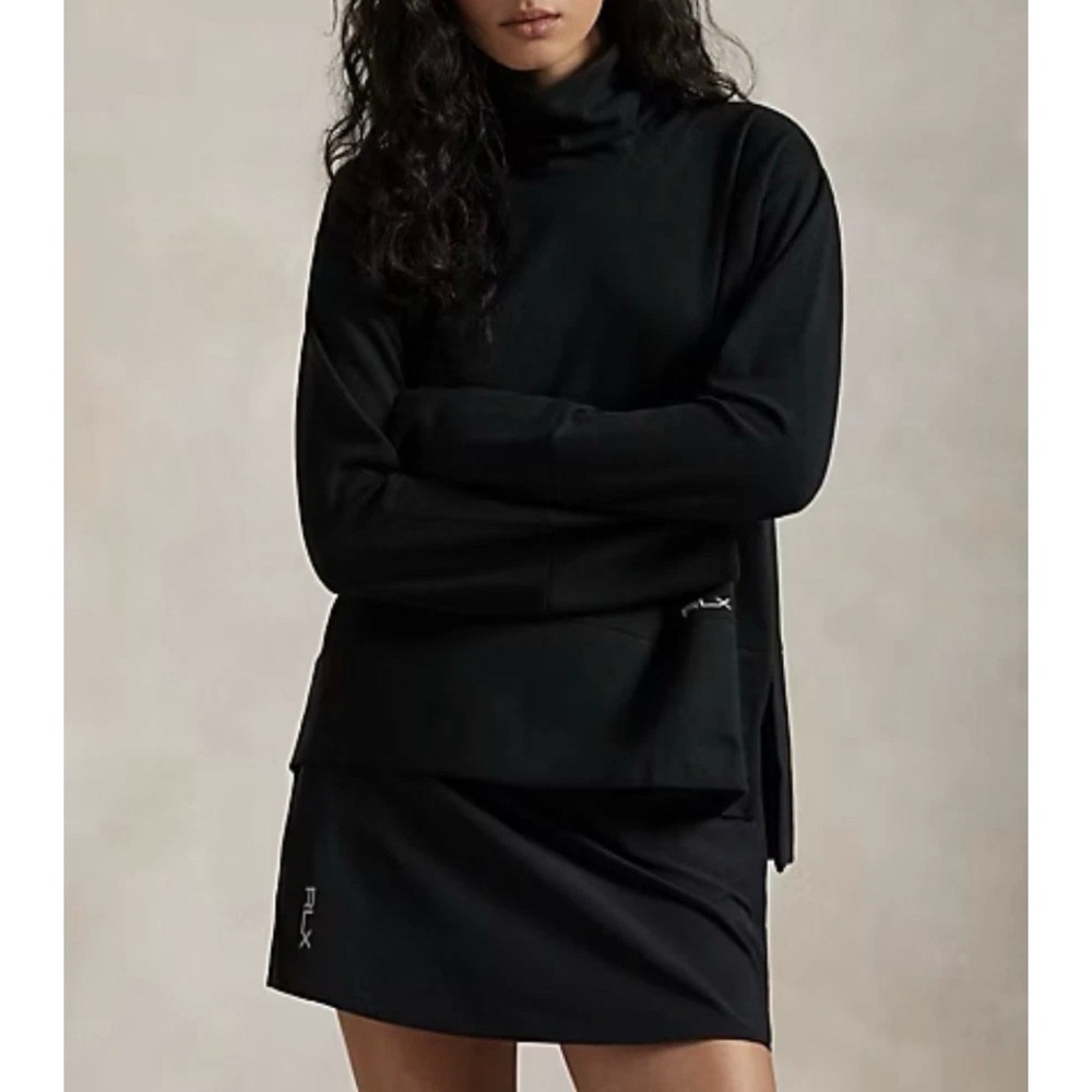 RLX RALPH LAUREN New Sweater Women SMALL Black Performance Turtleneck Cotton Ble